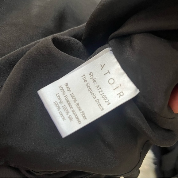 Anthropologie Atoir Sequoia Ruched Black Thigh Slit Criss Cross Dress Size 4 - Picture 8 of 16